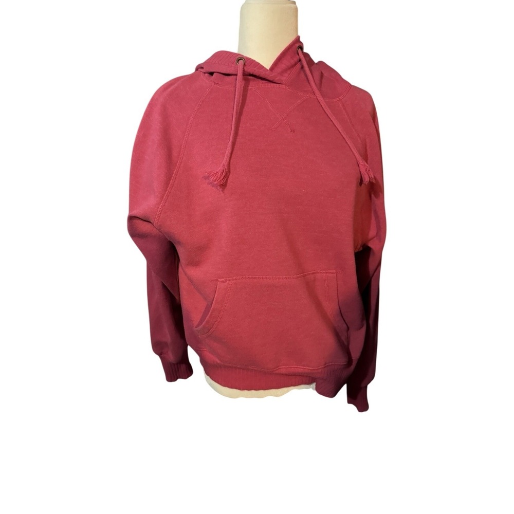 SO Womens Pink Raglan Sleeve Pullover Hoodie Fleece Sweatshirt Size M